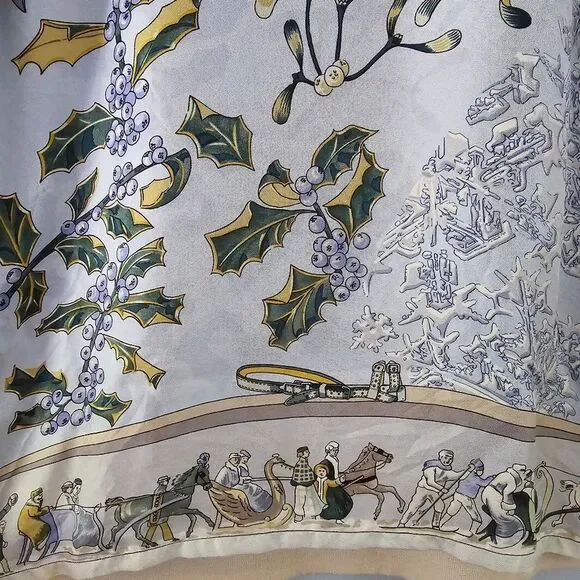 Hermes Margiela Winter Skiers & Holly Silk Wool Blend Polo Style Sweater Size S - Picture 5 of 12